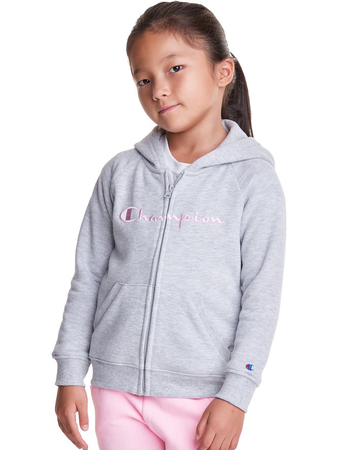 Champion Hoodie Meisjes - Grijs - Fleece Raglan Full Zip Script Logo ( 964107-AFW )